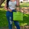 Bolsa Clásica Lona Verde Limón - Imagen 2