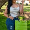 Bolsa Clásica Lona Verde Limón
